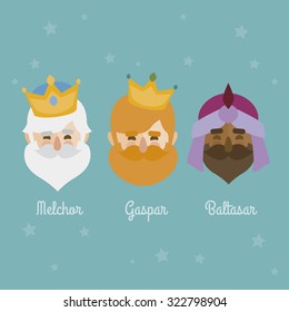 The three Kings of Orient, wise men, 3 magi icons vector set
