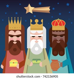 Three Magic Kings Orient Cartoons Vector Stock Vector (Royalty Free ...