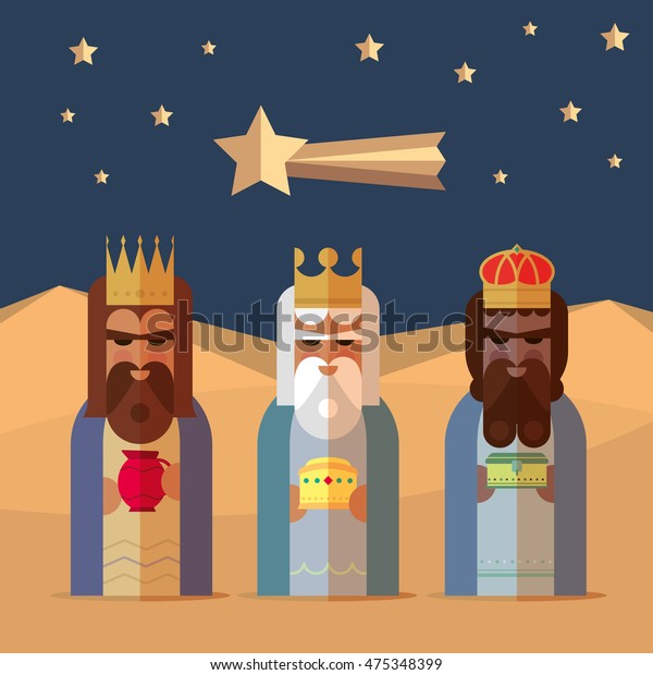 Three Kings Orient Wisemen Illustration Stock Vector (Royalty Free ...