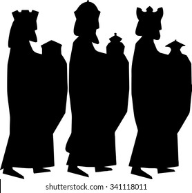 Three Kings Or Three Wise Men. Christmas Nativity Vector Illustration.