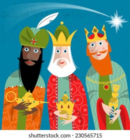 Three Kings. Three Wise Men.Vector Illustration.