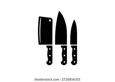 Three Kitchen Knives Silhouette knife cleaver