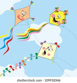 three kites, wallpaper, vector icon