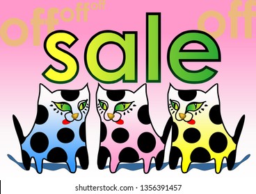three kittens and sail on a pink background