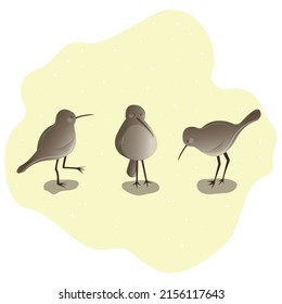  three kiwi birds. light yellow background. the illustration is made in gentle pleasant shades