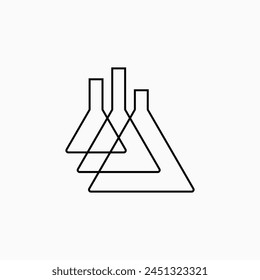 three lab flask glassware labware outline logo vector icon illustration
