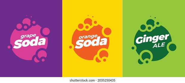 Three Label Designs for Flavored Soda