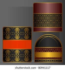 Three labels on a grey background.