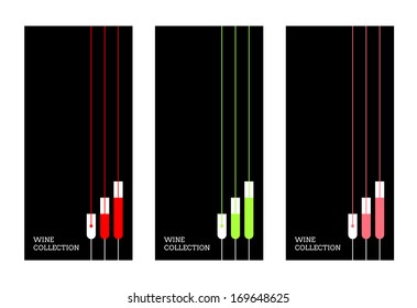 Three labels for red, white and rose wine