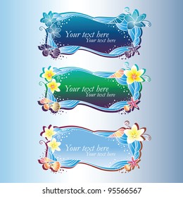Three labels sea and travel theme
