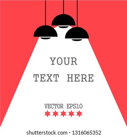 Three lamp bulbs on yellow background,part of moderm interior and place for text,cartoon stock vector illustration 