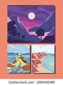 Drei Landschaftsbilder - Kunstwerke