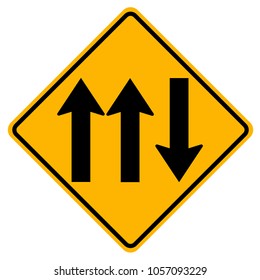 Three Lane Traffic Road Sign,Vector Illustration, Isolate On White Background Label. EPS10 