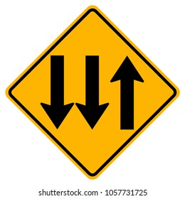 Three Lane Traffic Road Sign,Vector Illustration, Isolate On White Background Label. EPS10 