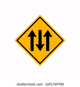 Three Lane Traffic Road Sign,Vector Illustration, Isolate On White Background Label.