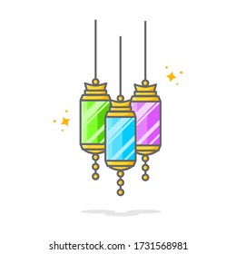 three lantern illustration design concept