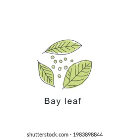 Three Laurel Leaves in Circle - Hand-Drawn Vector Art