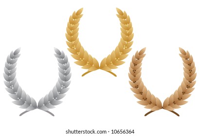 Three laurel wreath. Vector illustration