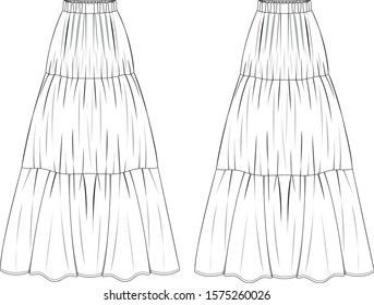 layered skirt drawing
