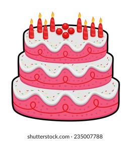 Three Layer Birthday Cake Stock Vector (Royalty Free) 235007788