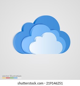 Three Layer Of Blue Clouds. Vector Illustration