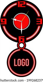 Three layers with combination of two circles design wall clock. Decor for home or office. Template for wood, metal plate or acrylic laser cutting 
