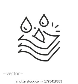 three layers fabric icon, moisture absorbing, absorption properties, thin line symbol on a white background, editable stroke vector illustration eps10