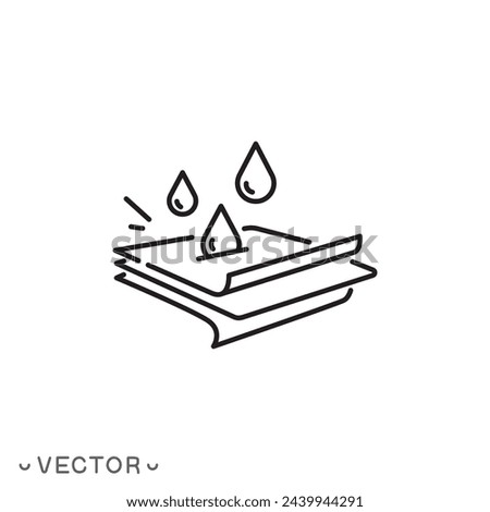 three layers of fabric icon, moisture absorbing, absorption properties, thin line symbol isolated on white background, editable stroke eps 10 vector illustration