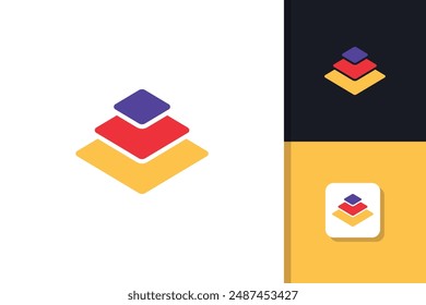 three layers logo design vector template