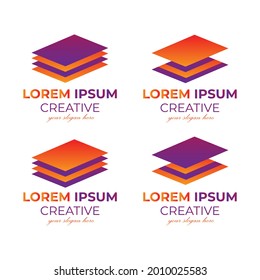three layers logo template set vector design