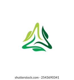 Design de logotipo abstrato de três folhas. Ícone de Folha Orgânica 