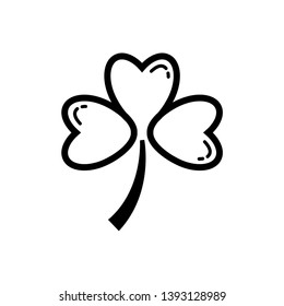 Three leaf clover icon. Black shamrock isolated on white background. Suitable for web site page and mobile app design vector element.