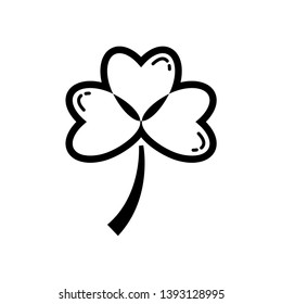 Three leaf clover icon. Black shamrock isolated on white background. Suitable for web site page and mobile app design vector element.