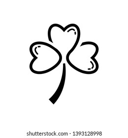 Three leaf clover icon. Black shamrock isolated on white background. Suitable for web site page and mobile app design vector element.