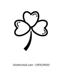 Three leaf clover icon. Black shamrock isolated on white background. Suitable for web site page and mobile app design vector element.