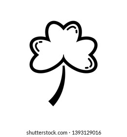 Three leaf clover icon. Black shamrock isolated on white background. Suitable for web site page and mobile app design vector element.