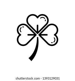 Three leaf clover icon. Black shamrock isolated on white background. Suitable for web site page and mobile app design vector element.