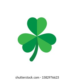 Three leaf clover icon in flat style. St Patricks Day vector illustration on white isolated background. Flower shape business concept.