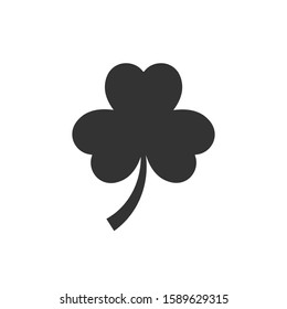 Three leaf clover icon in flat style. St Patricks Day vector illustration on white isolated background. Flower shape business concept.