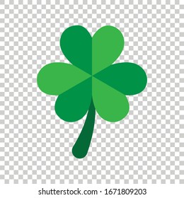 Three leaf clover icon in flat style. St Patricks Day vector illustration on white isolated background. Flower shape business concept.