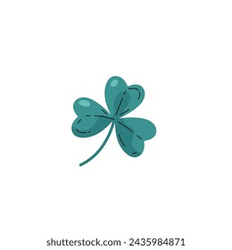 Three leaf clover icon. Good luck clover with three leaves, St. Patrick's day symbol. Vector cartoon shamrock plant illustration isolated on white. Floral logo design element