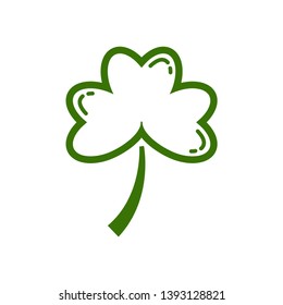 Three leaf clover icon. Green shamrock isolated on white background. Suitable for web site page and mobile app design vector element.