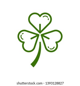 Three leaf clover icon. Green shamrock isolated on white background. Suitable for web site page and mobile app design vector element.