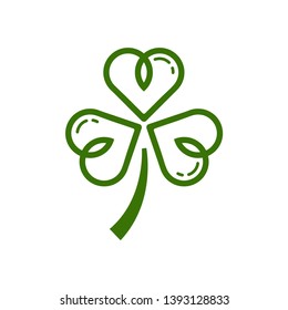 Three leaf clover icon. Green shamrock isolated on white background. Suitable for web site page and mobile app design vector element.