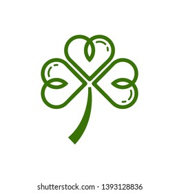 Three leaf clover icon. Green shamrock isolated on white background. Suitable for web site page and mobile app design vector element.