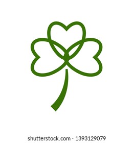 Three leaf clover icon. Green shamrock isolated on white background. Suitable for web site page and mobile app design vector element.