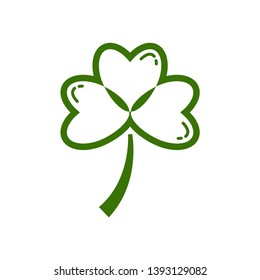 Three leaf clover icon. Green shamrock isolated on white background. Suitable for web site page and mobile app design vector element.