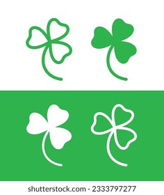 Three leaf clover icon. Symbol of Ireland and good luck. Attribute of the Irish Leprechaun.