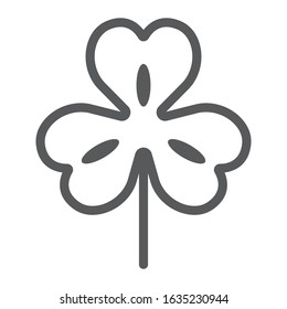 Three leaf clover line icon, st patrick's day and holiday, clover sign, vector graphics, a linear pattern on a white background, eps 10