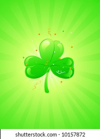 Three leaf clover on a retro background